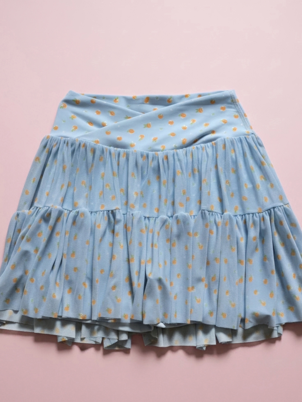 Blogilates Ballerina Blue Tiered Mini Skort with Yellow Dot Pattern
